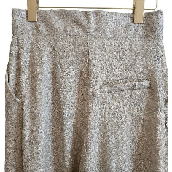 H&M Matte Sequin Beige Champaign Paper Bag Pants Sz. 6. - Picture 8 of 10